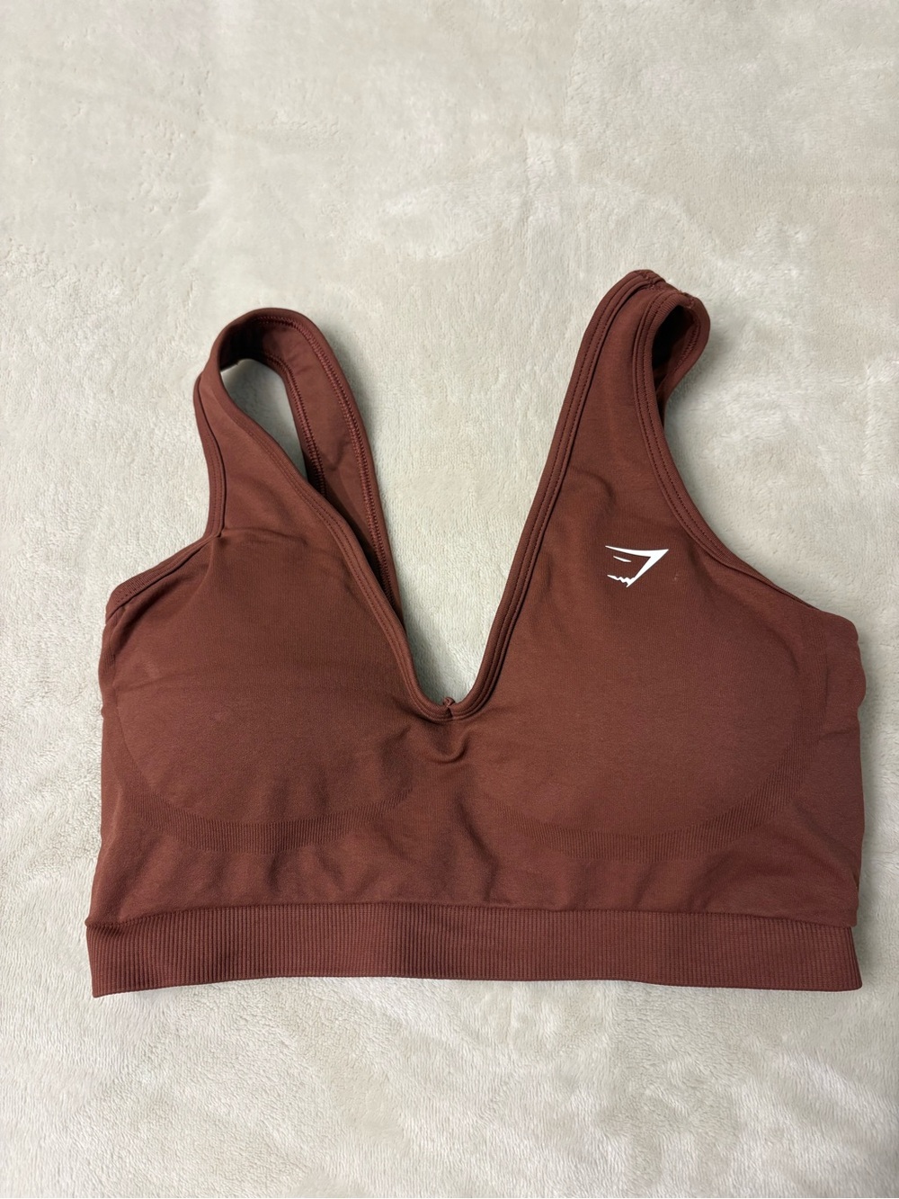 Gymshark Deep V Seamless Sports Bra - Rust Brown